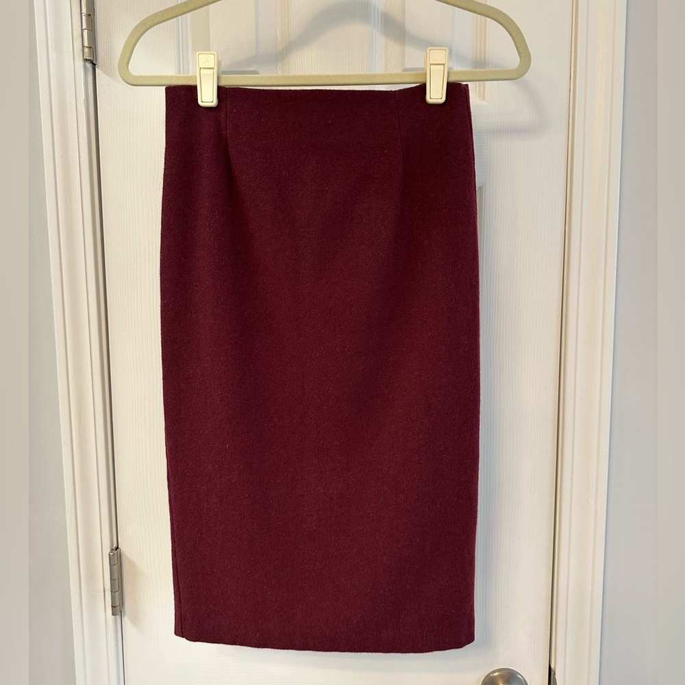 Burgundy Wool Pencil Skirt